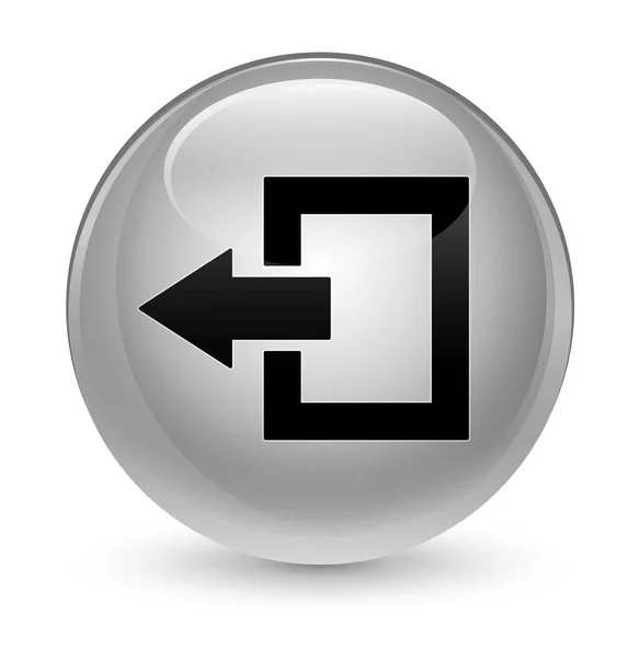 Przycisk okrągły biały ikona szklisty Wyloguj — Zdjęcie stockowe