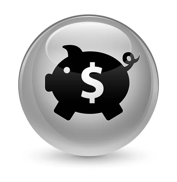 Spargris dollartecken ikonen glasartade vita runda knappen — Stockfoto