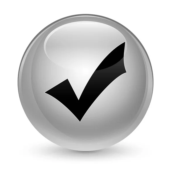 Przycisk okrągły biały ikona szklisty sprawdzania poprawności — Zdjęcie stockowe