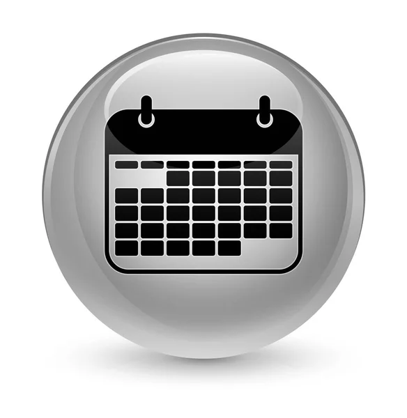 Ημερολόγιο εικονίδιο υαλώδη λευκό στρογγυλό κουμπί — Φωτογραφία Αρχείου
