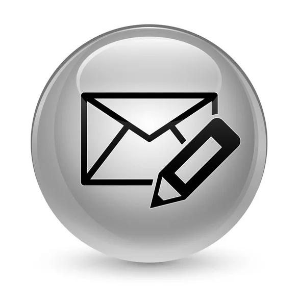 Editar icono de correo electrónico vidrio blanco botón redondo — Foto de Stock