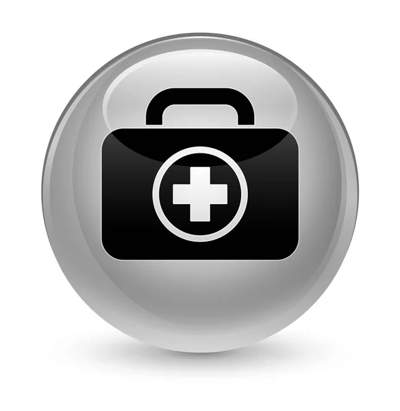 First aid kit ikonu sklovitě bílé kulaté tlačítko — Stock fotografie
