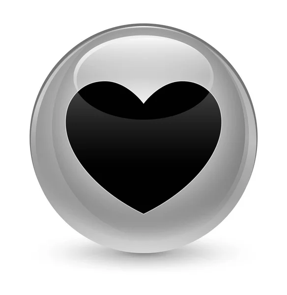 Υαλώδη εικονίδιο καρδιά λευκό στρογγυλό κουμπί — Φωτογραφία Αρχείου