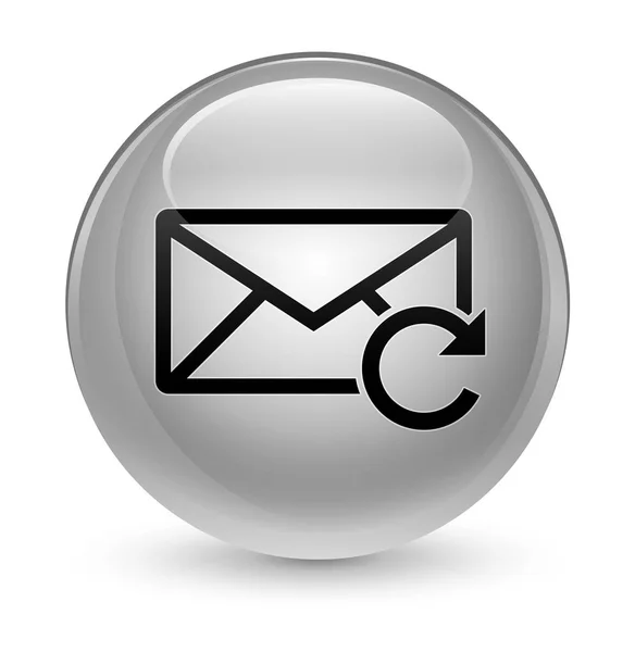 Refresh email icon glassy white round button — Stock Photo, Image