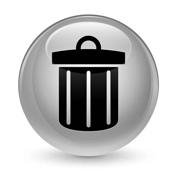 Recycle bin εικονίδιο υαλώδη λευκό στρογγυλό κουμπί — Φωτογραφία Αρχείου