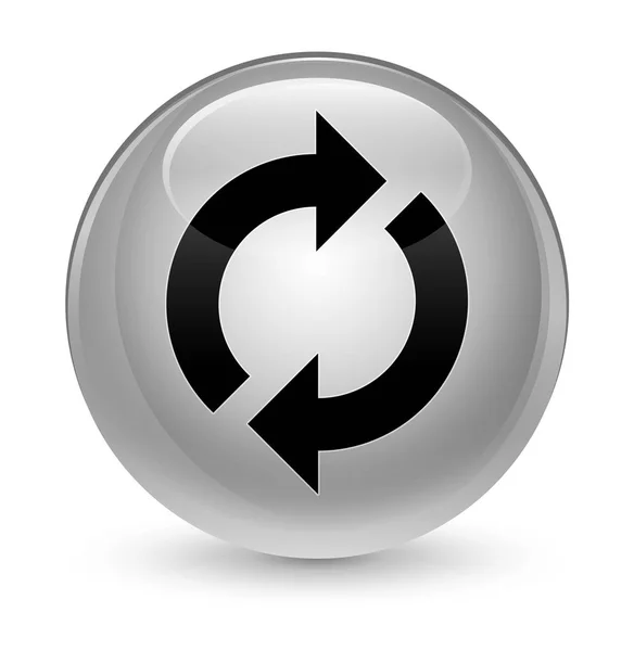 Ícone de atualização botão redondo branco vítreo — Fotografia de Stock