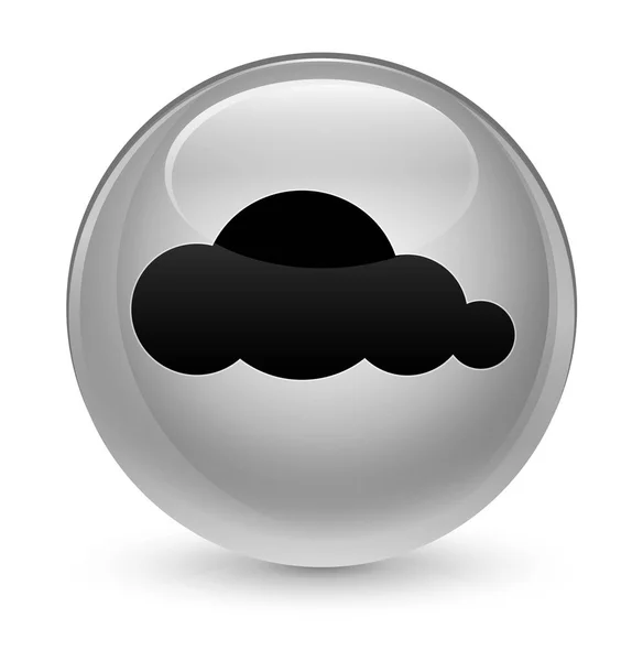 Ícone de nuvem botão redondo branco vítreo — Fotografia de Stock
