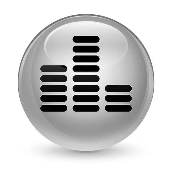 Equalizer ikon üveges fehér kerek gomb — Stock Fotó