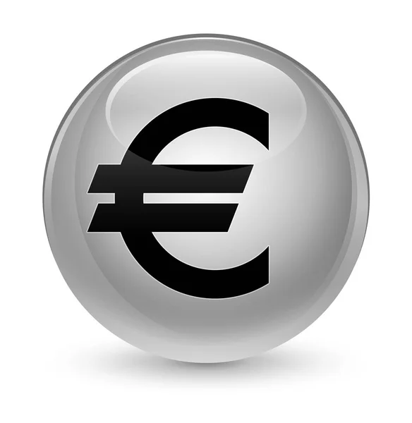 Euro işareti simgesi camsı beyaz yuvarlak düğmesi — Stok fotoğraf