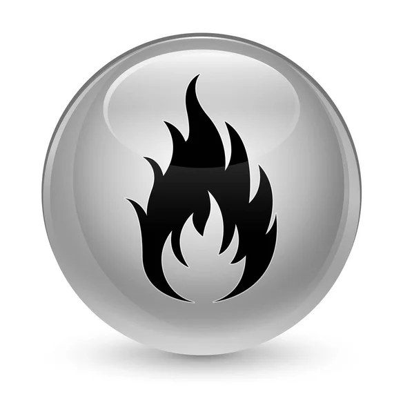 Przycisk okrągły biały ikona szklisty ognia — Zdjęcie stockowe