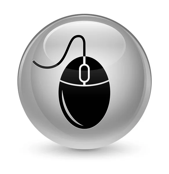 Ícone do mouse botão redondo branco vítreo — Fotografia de Stock