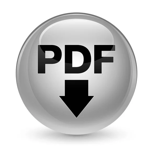 Ikona szklisty biały okrągły przycisk Pobierz PDF — Zdjęcie stockowe
