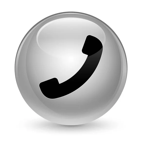 Telefon-Ikone glasig weißer runder Knopf — Stockfoto