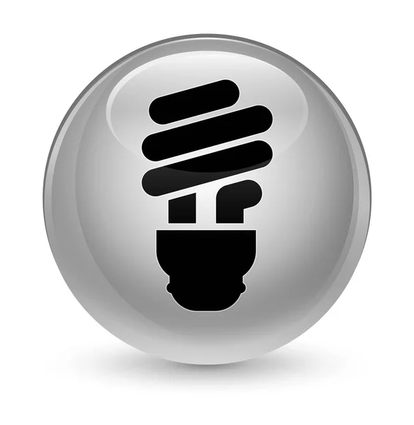 Przycisk okrągły biały ikona szklisty żarówka — Zdjęcie stockowe