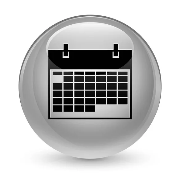 Przycisk okrągły biały ikona szklisty kalendarz — Zdjęcie stockowe