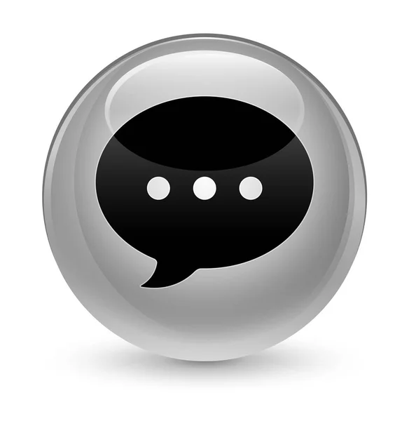 Ícone de conversação botão redondo branco vítreo — Fotografia de Stock