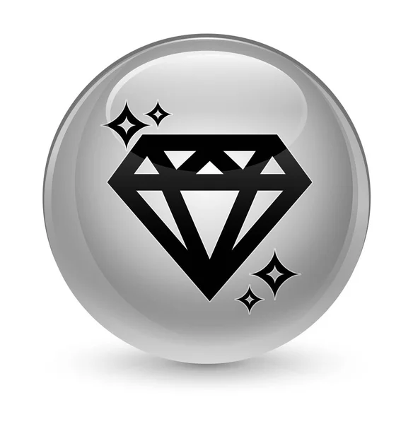 Diamant-Symbol glasig weißer runder Knopf — Stockfoto