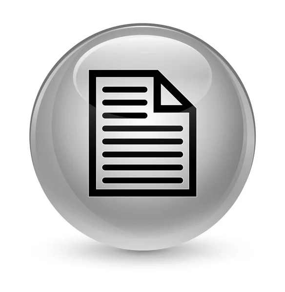 Ícone da página do documento botão redondo branco vítreo — Fotografia de Stock