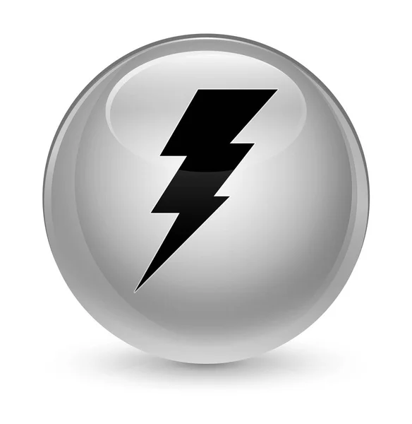 Electricity icon glassy white round button — Stock Photo, Image