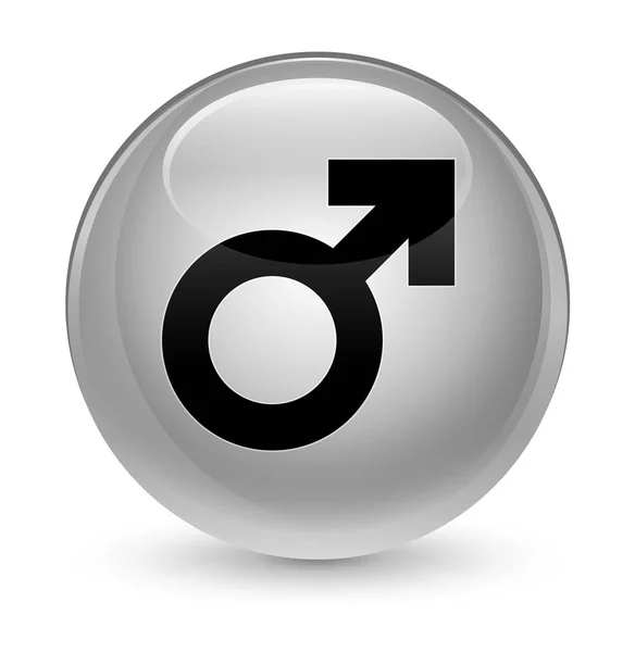 Male sign icon glassy white round button — Stock Photo, Image