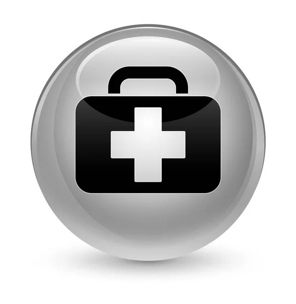 Medical bag icon glassy white round button — Stock Photo, Image