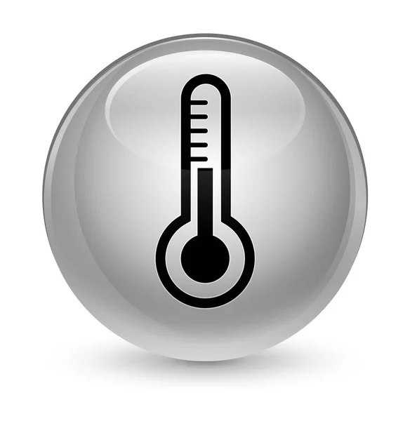 Ícone do termômetro botão redondo branco vítreo — Fotografia de Stock