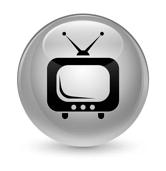 TV ikon glasartade vita runda knappen — Stockfoto