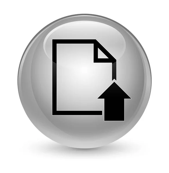 Subir documento icono vidrio blanco botón redondo — Foto de Stock