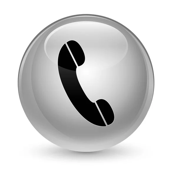 Telefon simgesi camsı beyaz yuvarlak düğmesi — Stok fotoğraf