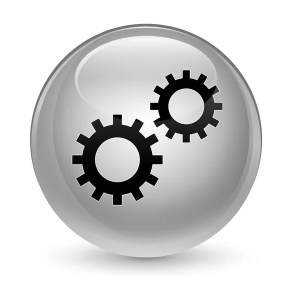 Przycisk okrągły biały ikona szklisty procesu — Zdjęcie stockowe