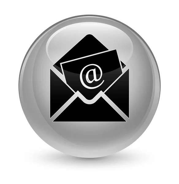 Newsletter email icon glassy white round button — Stock Photo, Image