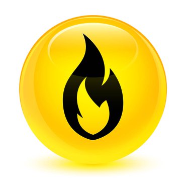 Yangın alev kutsal kişilerin resmi camsı sarı yuvarlak düğme