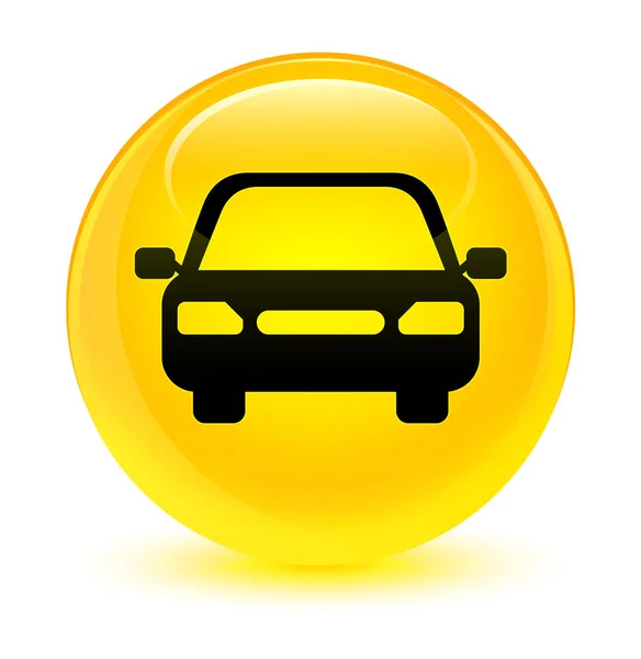 Car icon glassy yellow round button — Stock Photo, Image