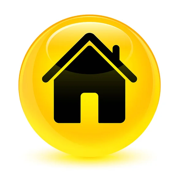 Home icon glassy yellow round button — Stock Photo, Image