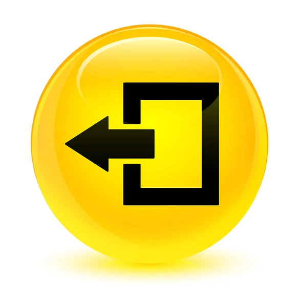 Ícone de saída botão redondo amarelo vítreo — Fotografia de Stock