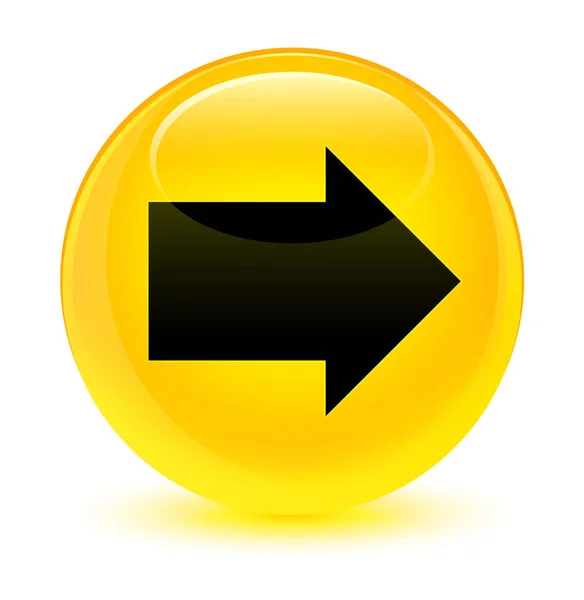 Próximo ícone de seta botão redondo amarelo vítreo — Fotografia de Stock