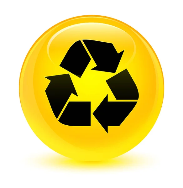 Recycle icon glassy yellow round button — Stock Photo, Image