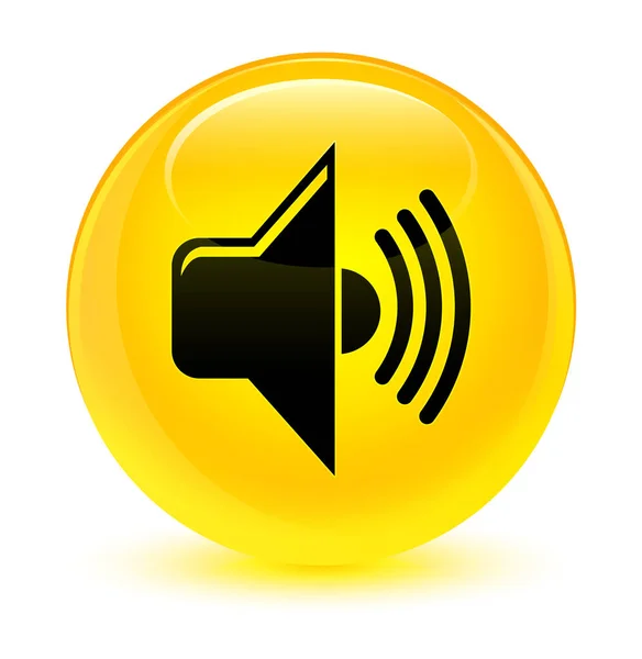 Ícone de volume botão redondo amarelo vítreo — Fotografia de Stock