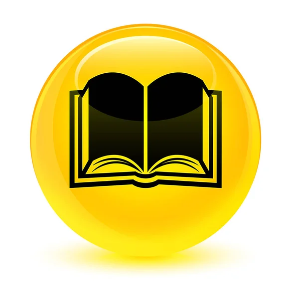 Książka ikona szklisty żółty okrągły przycisk — Zdjęcie stockowe