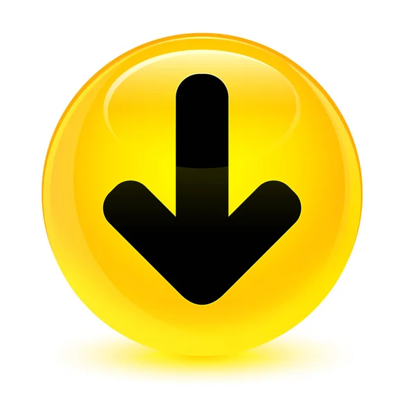 Töltse le a nyíl ikon üveges sárga kerek gomb — Stock Fotó