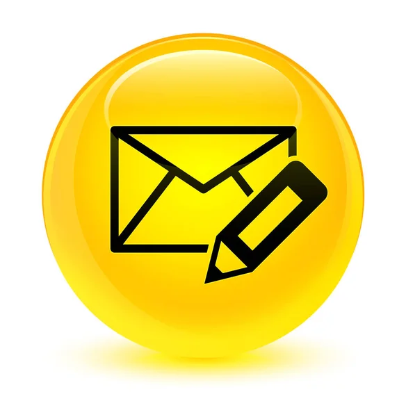Editar ícone de e-mail vítreo botão redondo amarelo — Fotografia de Stock