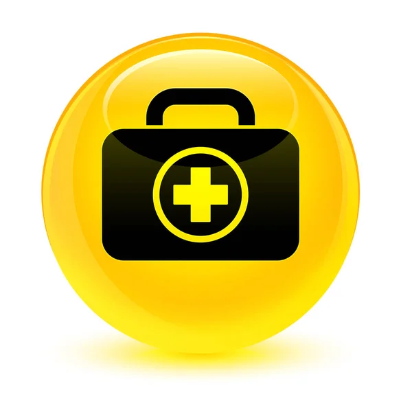 急救工具箱图标玻黄色圆形按钮 — 图库照片