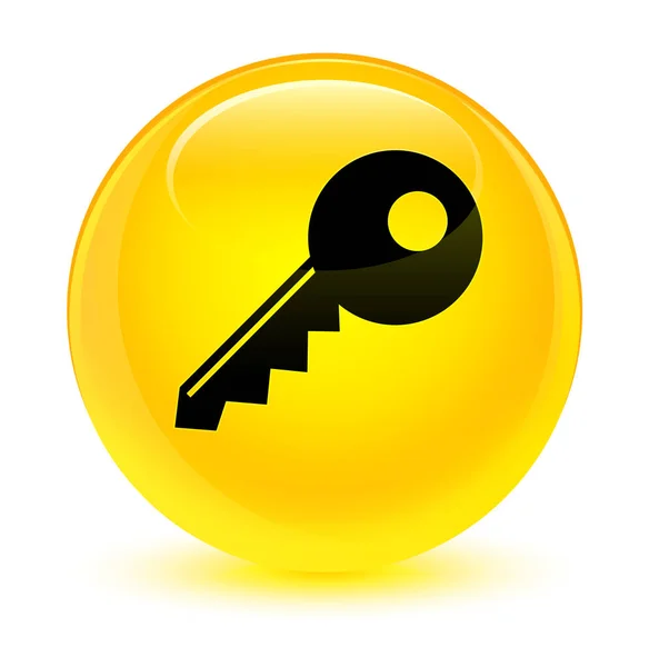 Ícone chave botão redondo amarelo vítreo — Fotografia de Stock