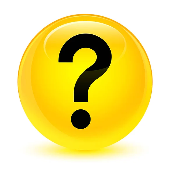 Frågetecken ikonen glasaktig gul rund knapp — Stockfoto