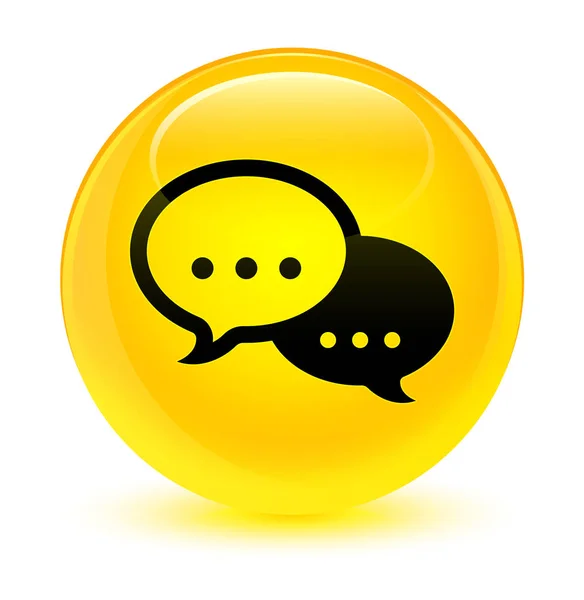Talk bubble icon glassy yellow round button