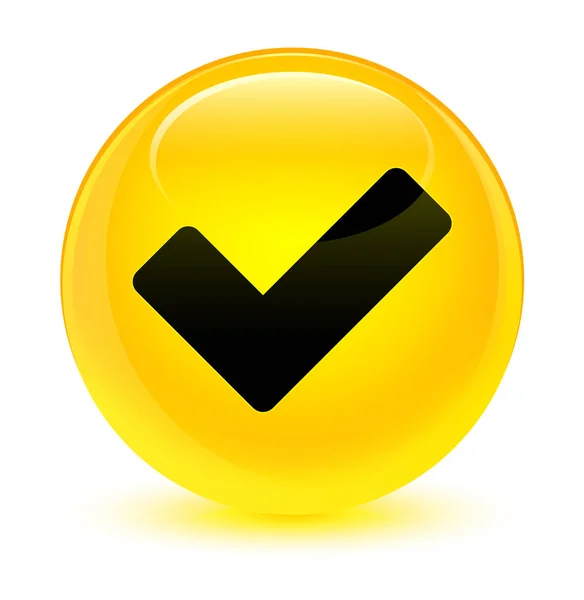 Pictogram glazig gele ronde knop valideren — Stockfoto