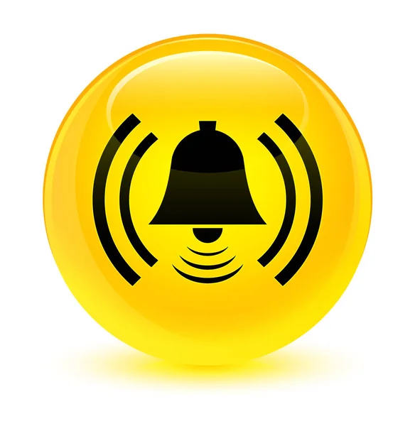 Alarm icon glassy yellow round button — Stock Photo, Image