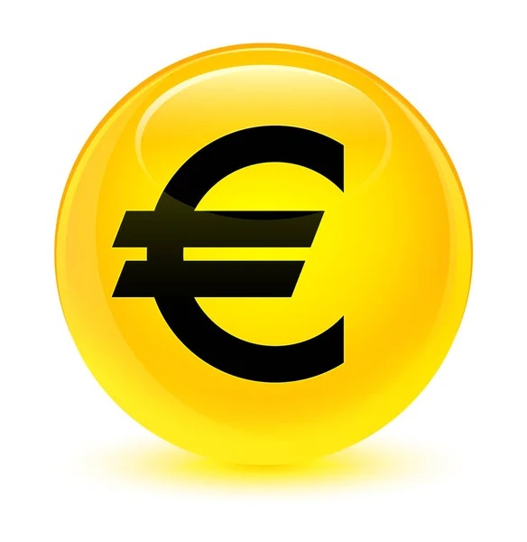 Znak Euro ikona szklisty żółty okrągły przycisk — Zdjęcie stockowe