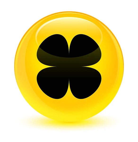 Blomma blad ikonen glasaktig gul rund knapp — Stockfoto