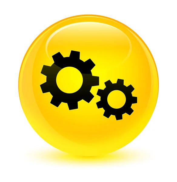 Prozess-Symbol glasig gelber runder Knopf — Stockfoto